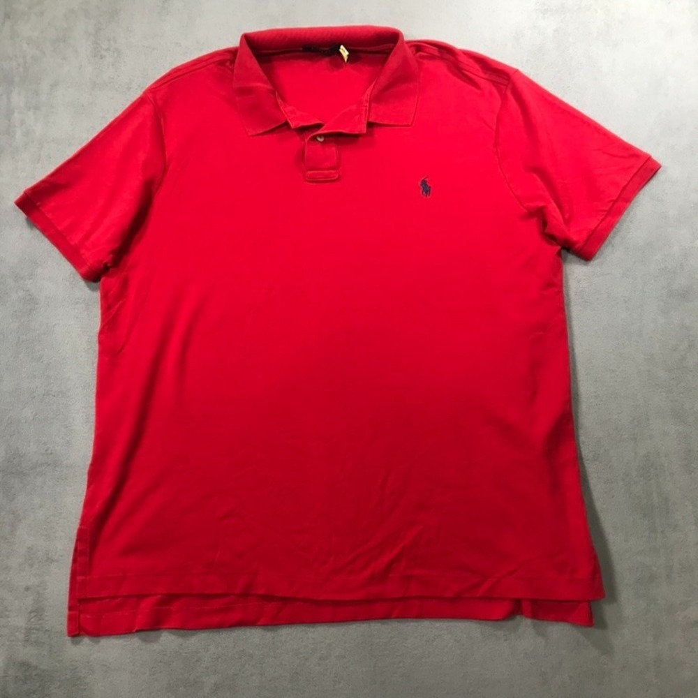 Ralph Lauren Polo Shirt Men's 2XL XXL Red Cotton Pony Logo Preppy Casual